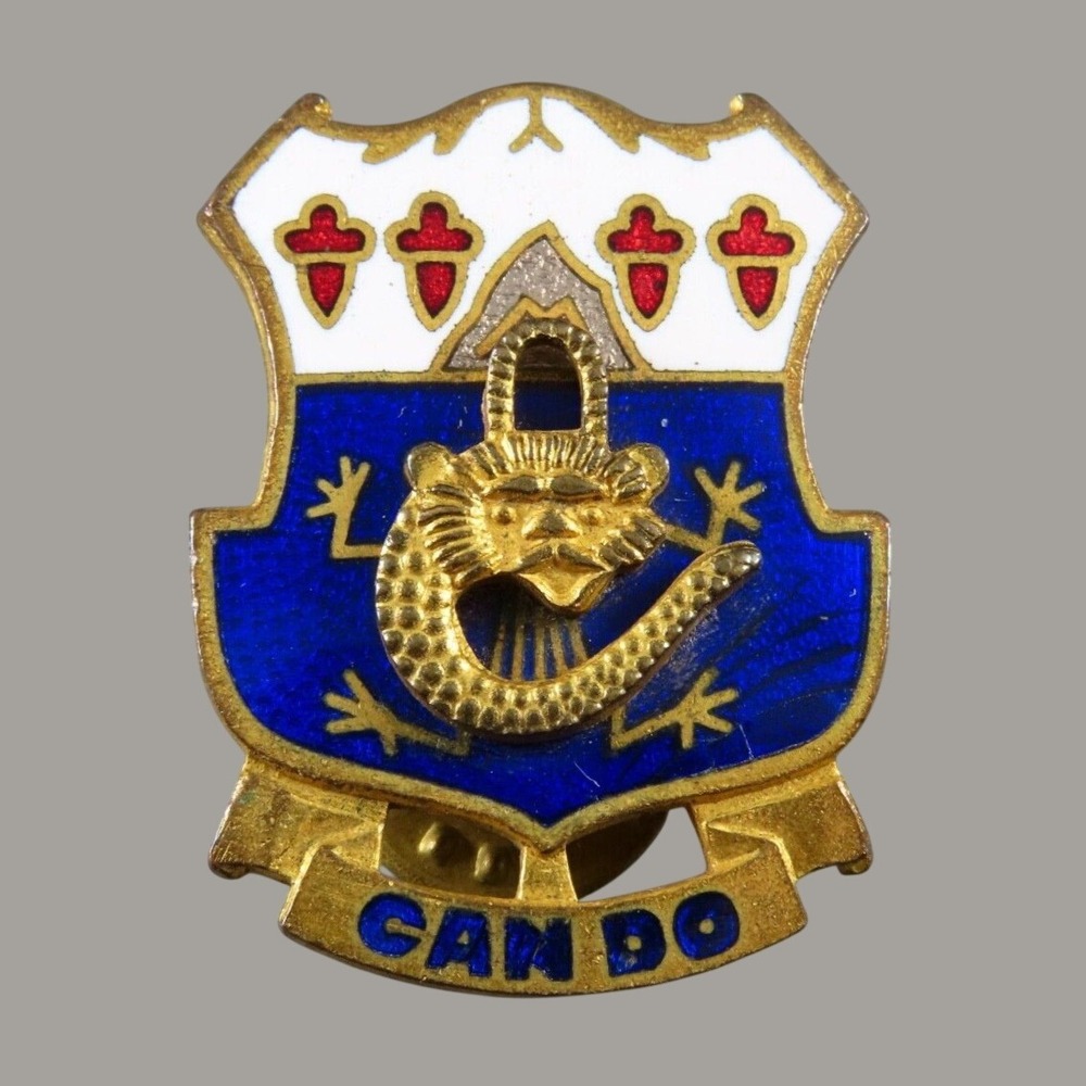 WWII US MILITARY DUI PIN CAN DO 15th Infantry Regiment GOLD DRAGON Double Pins